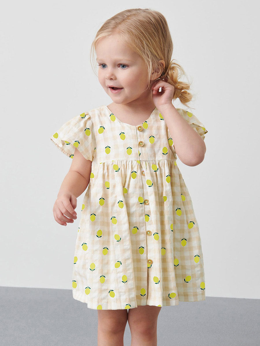 Bertha Gingham Lemon Dress