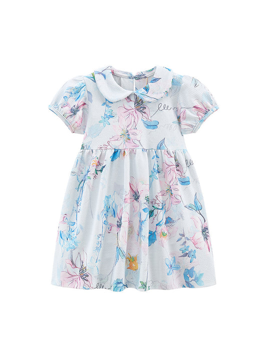 Gloria Blue Flower Print Dress