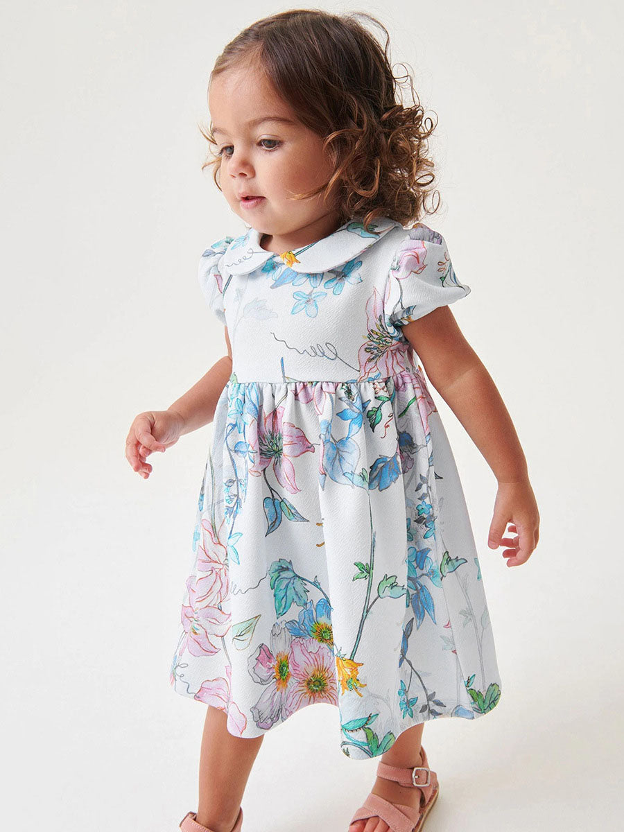 Gloria Blue Flower Print Dress