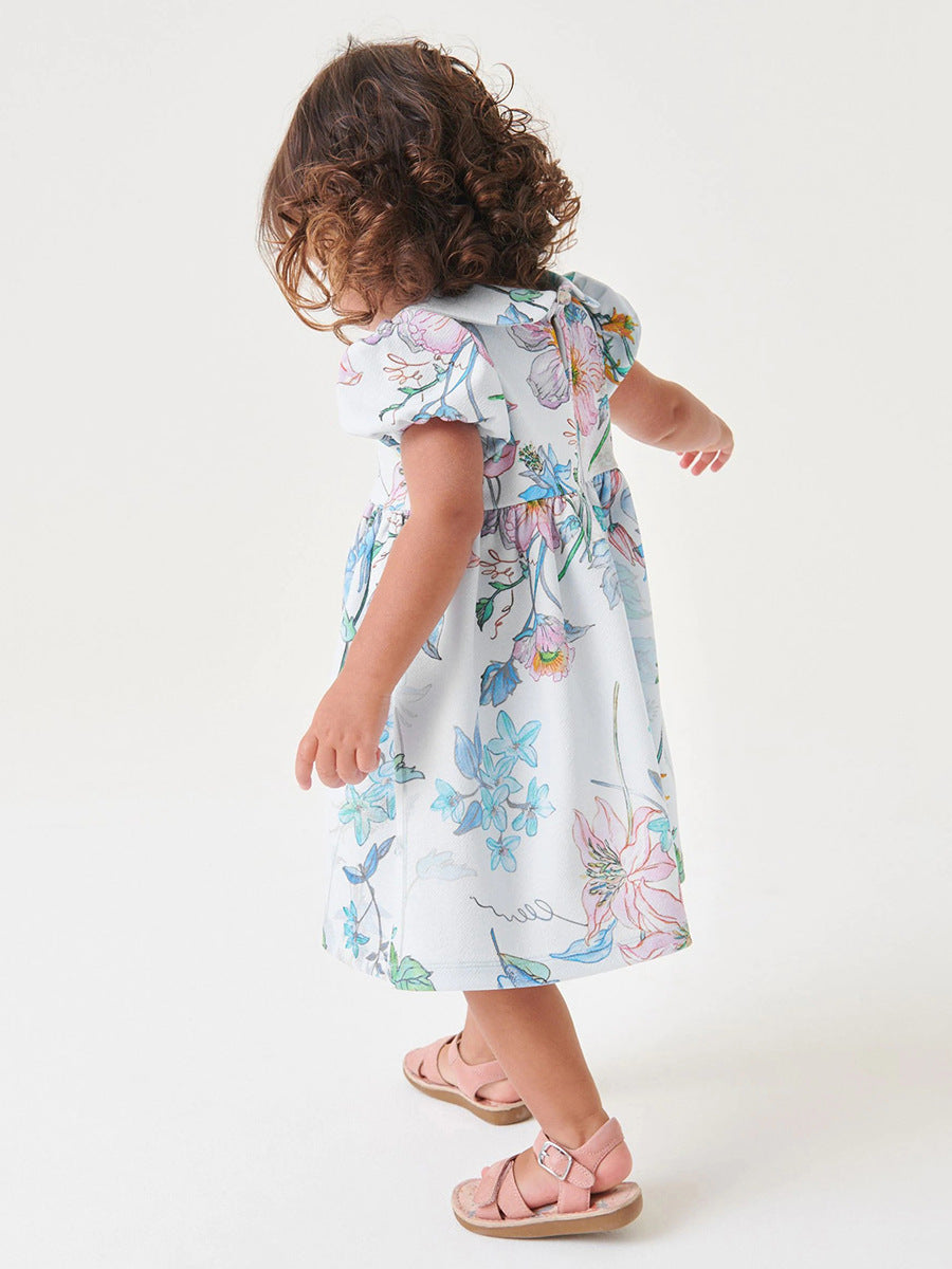 Gloria Blue Flower Print Dress