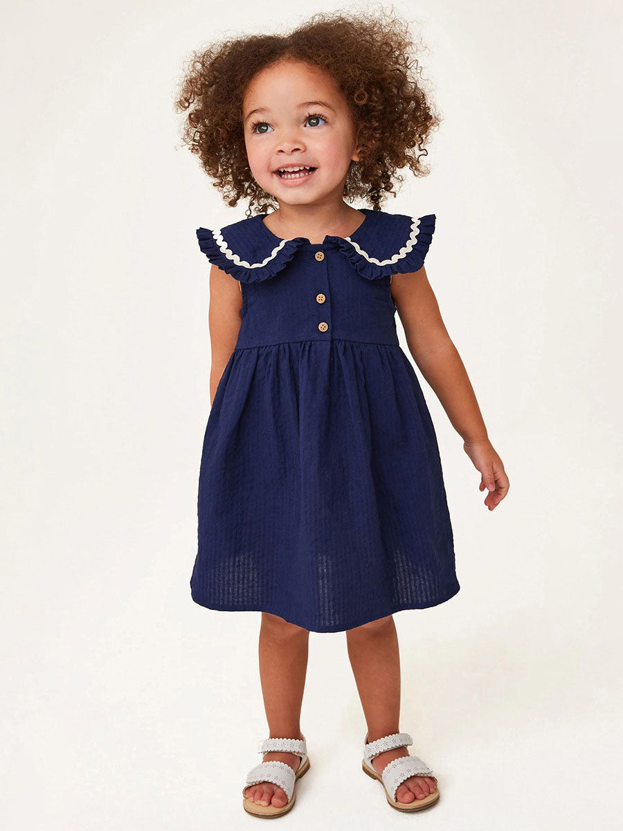 Mabel Ruffle Navy Blue Dress