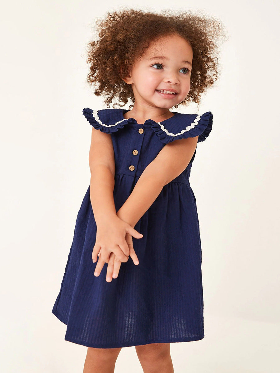 Mabel Ruffle Navy Blue Dress