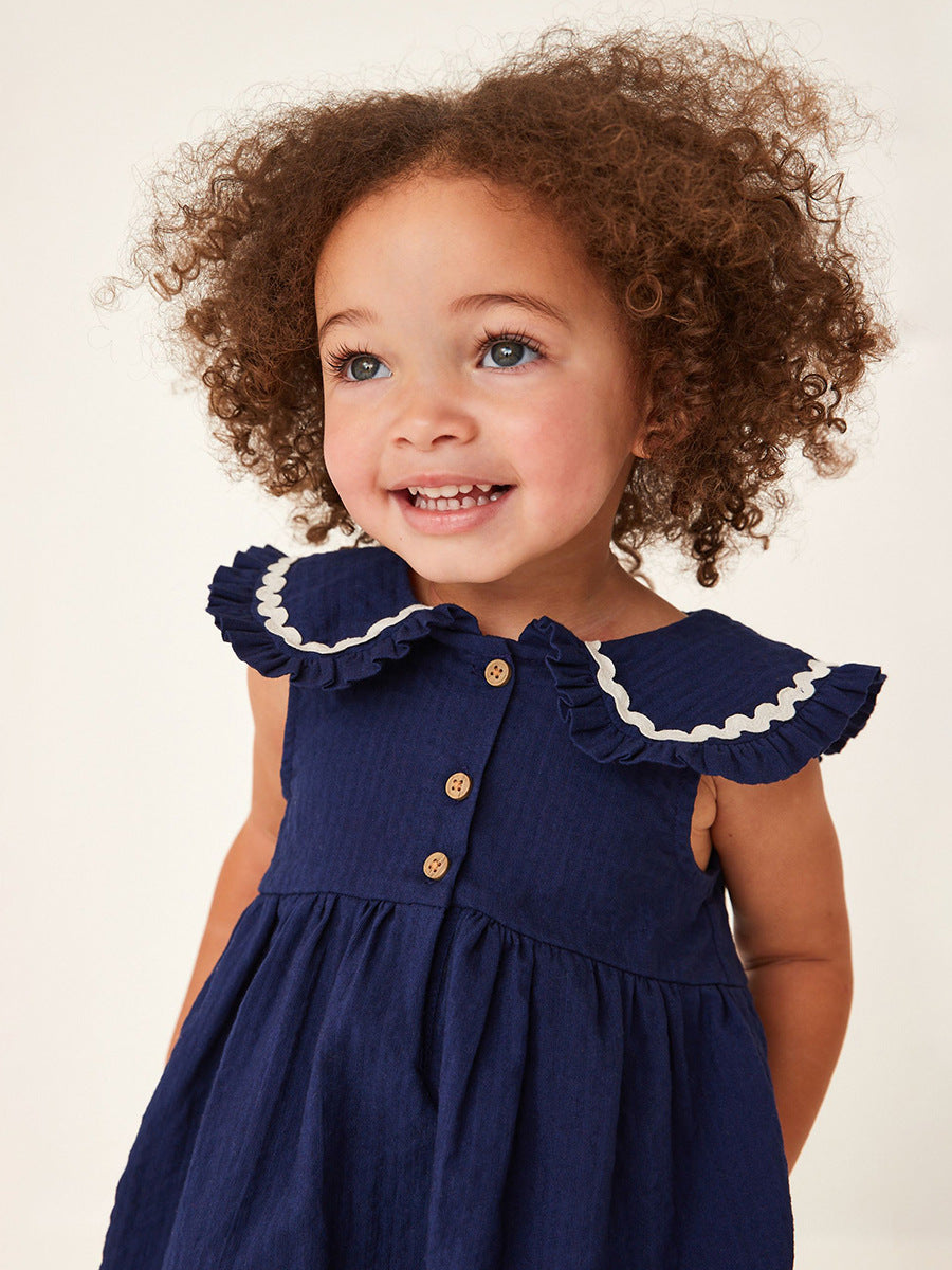 Mabel Ruffle Navy Blue Dress