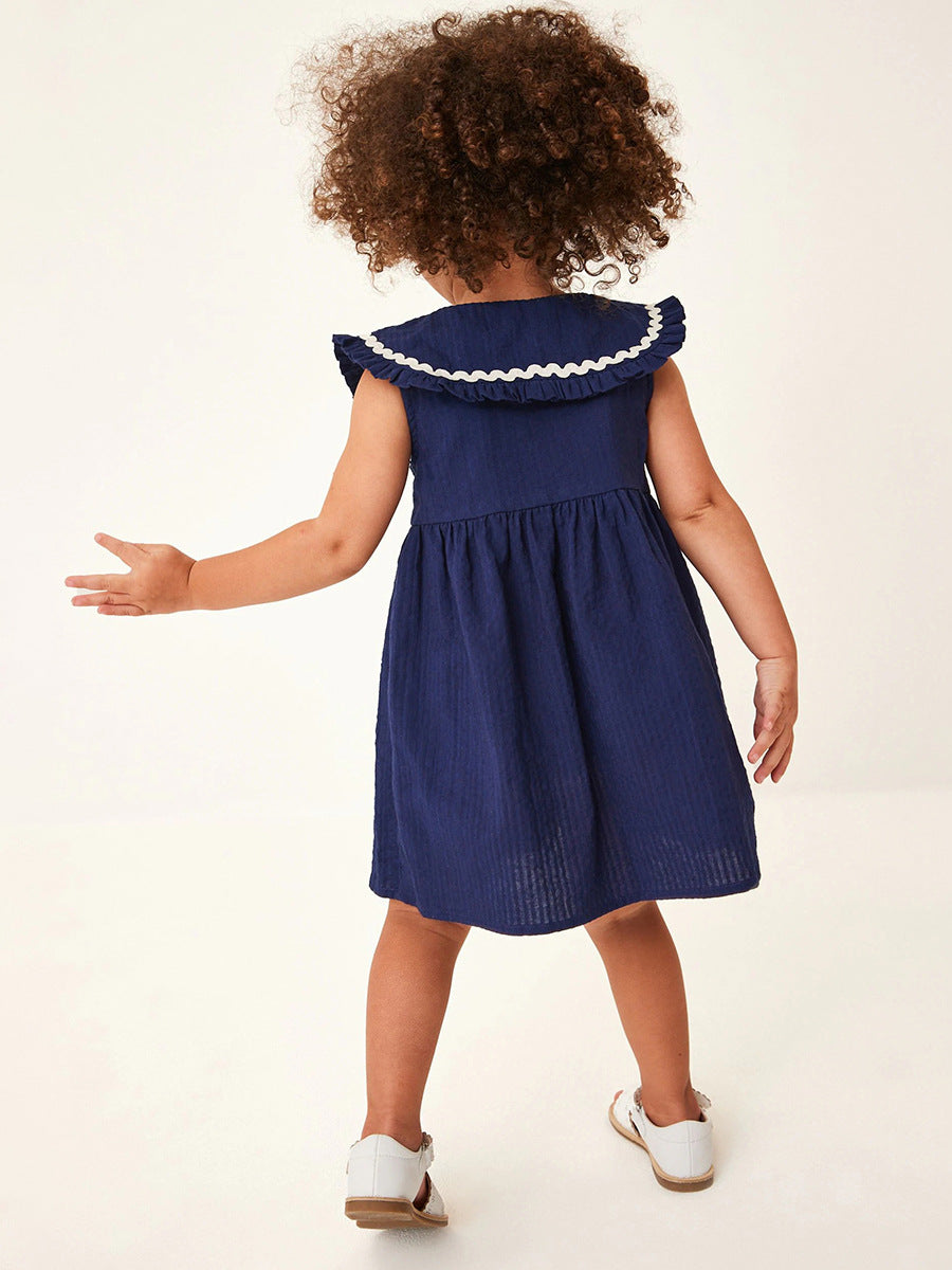 Mabel Ruffle Navy Blue Dress